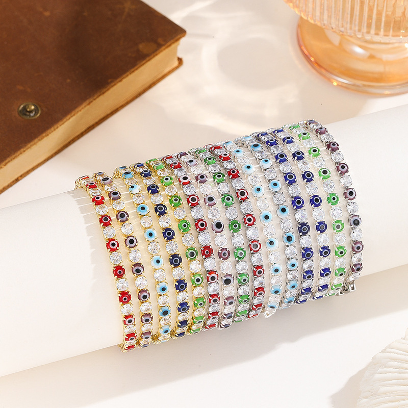 New Turkish Evil Eye Tennis Bracelet, Colorful Evil Eye Full of Cubic Zirconia, Cross-Border Jewelry Wholesale