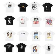 saint vintage ��ʽ�ָ߽���ӡ��ͷ������������T����������tee