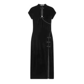 外贸批发秋季新款欧美风中国风旗袍式天鹅绒修身连衣裙170491