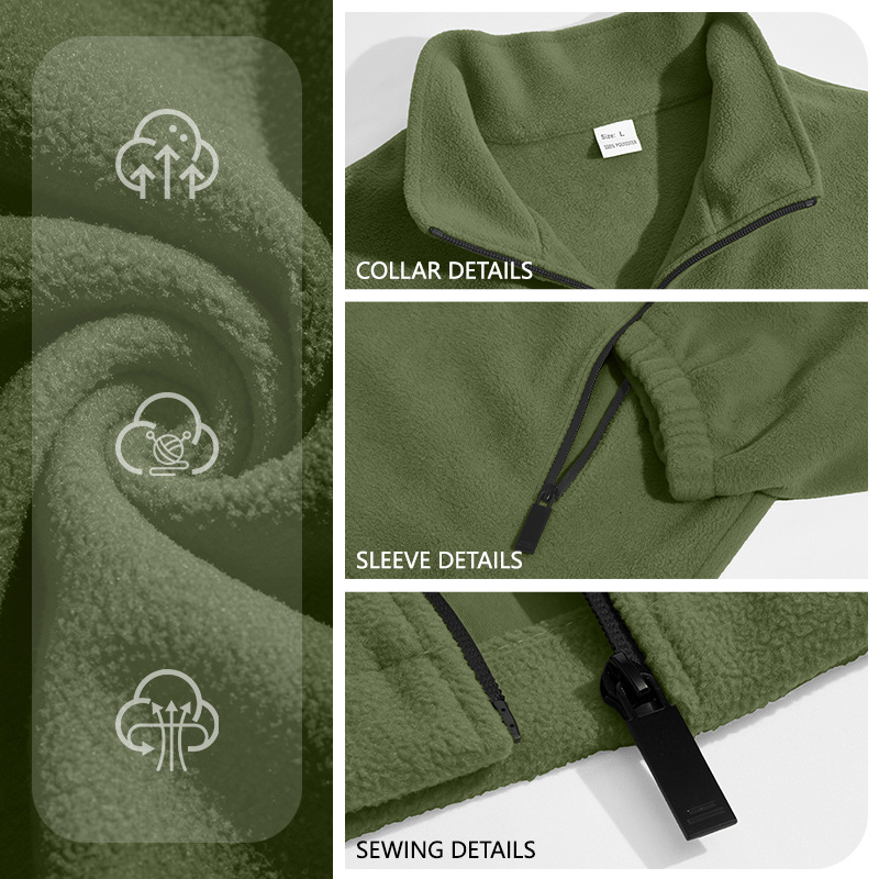 Chaqueta de Vellón Polar para Hombre de Poliéster Térmica y Cortavientos para Uso Casual y Exterior