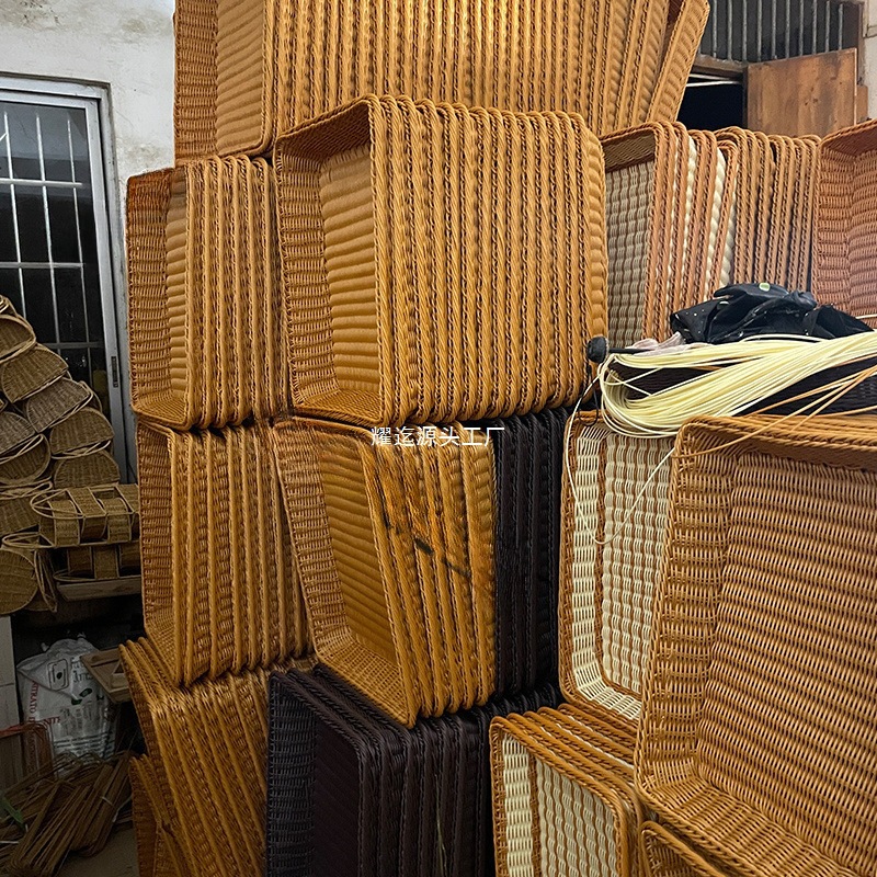 零食收纳筐仿藤水果蔬菜展示陈列篮子超市水果篮藤编筐货架陈列筐