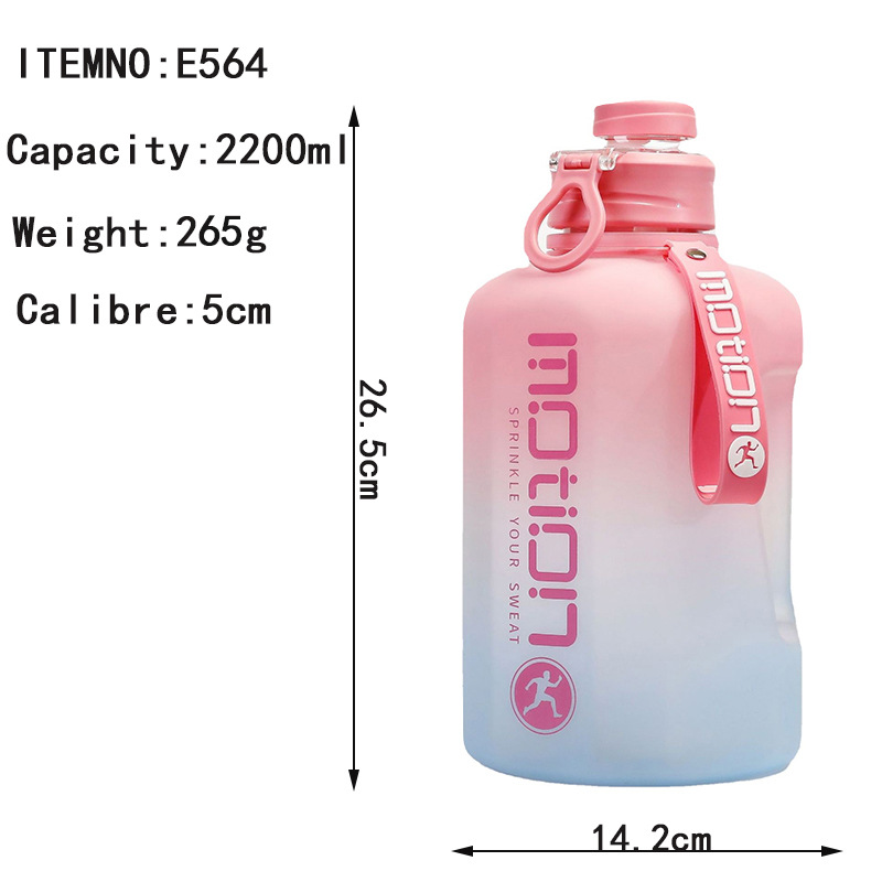 Gradiente de verano taza de agua de gran capacidad botella de agua deportiva mango portátil Cubo de grasa taza de plástico hervidor hexagonal