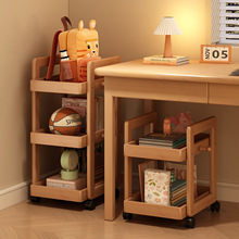 落地置物架书桌旁书架客厅沙发边零食储物窄边柜可移动带轮小推车
