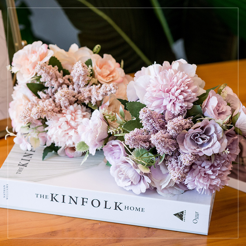 Ins simulation rose wedding celebration bouquet, wedding photography props handbook artificial flowers home decoration silk flowers