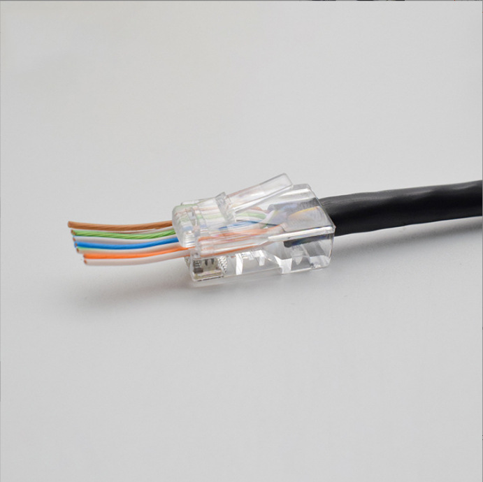 RJ45������CAT5E UTP8P8C EZͨ��ˮ��ͷ���׷����ζƽ�ˮ��ͷ��ͭ