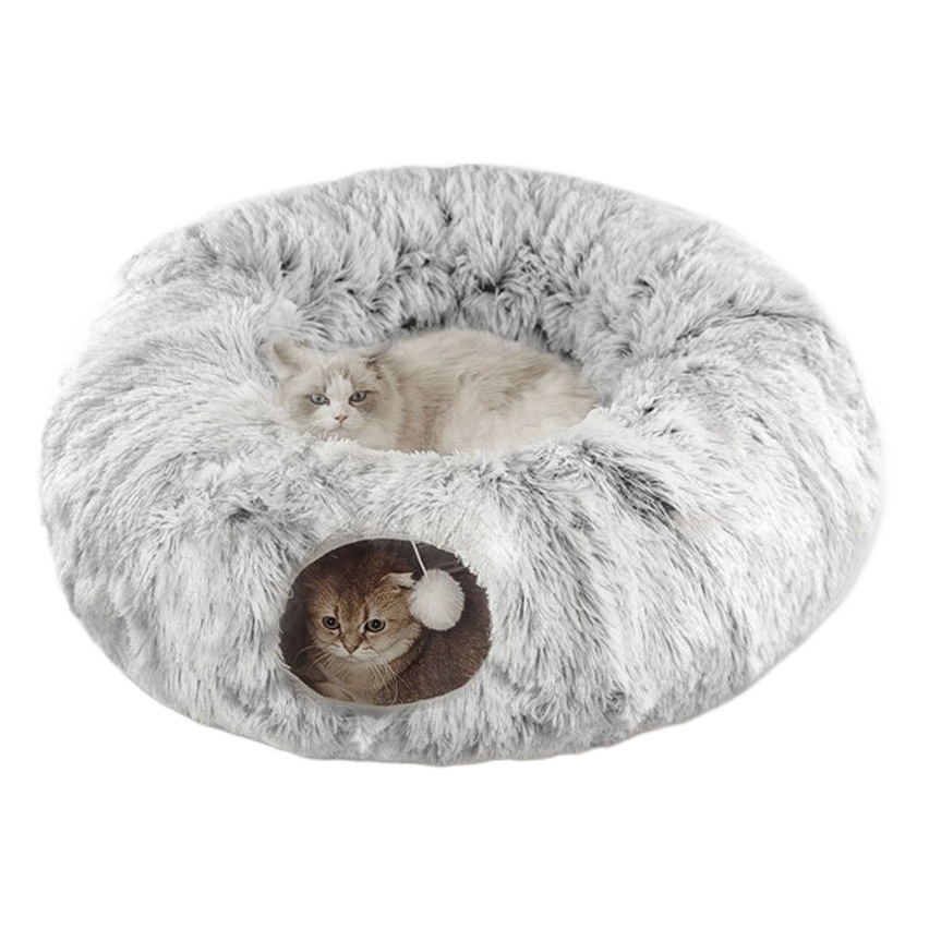 Nido de gato de peluche popular de Amazon, túnel para gatos, cálido para el invierno, nido creativo para mascotas, canal plegable para gatos, perrera