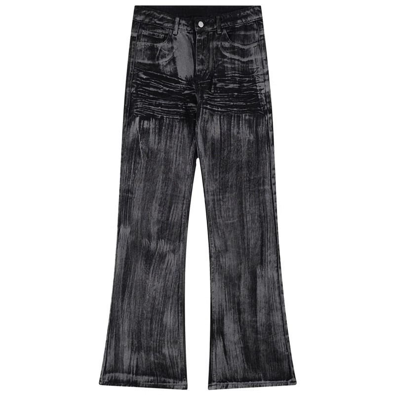 Pantalones vaqueros encerados vintage para hombre, corte recto relajado, estética limpia, lavado desgastado, ropa informal de calle_voghion.com