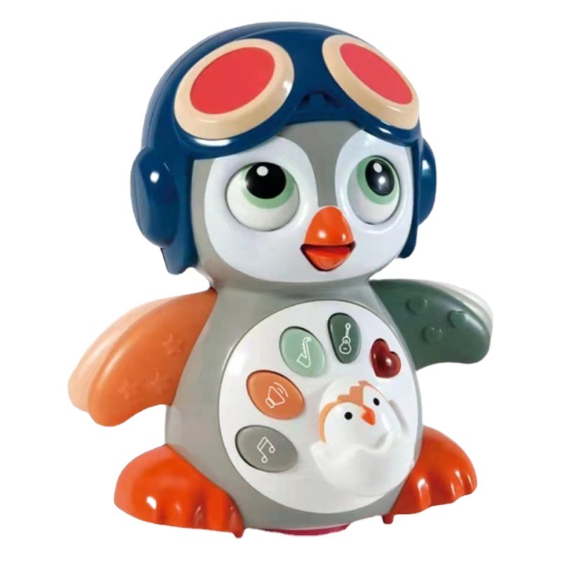 De los niños de juguete eléctrico música swing pingüino con luz parpadear universal caminando mascota bebé educación temprana