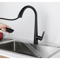 網紅炮彈款304不鏽鋼廚房抽拉龍頭槍灰色黑色拉絲冷熱洗菜盆龍頭