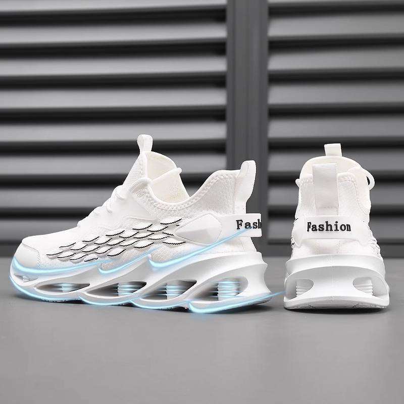 Zapatos de hombre de coco Putian transpirables de verano, deportes de tejido volador, correr, desodorante, resistente al desgaste, amortiguador, zapatos de moda con hoja