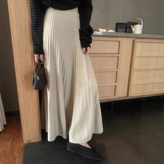 高腰显瘦针织伞裙女2025冬季新款韩系百搭休闲百褶毛线半身裙子潮