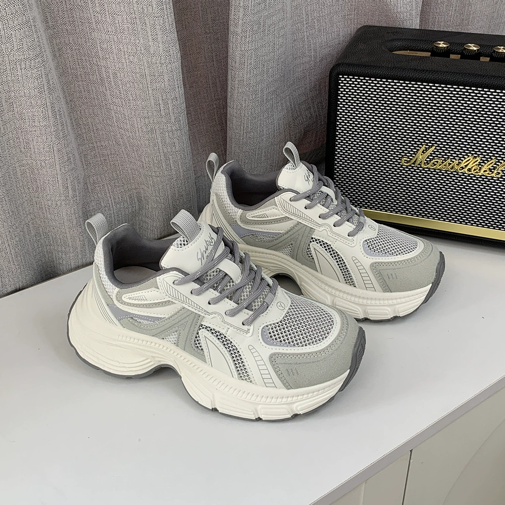 Сверхлегкая обувь с толстой подошвой повседневная обувь женская дикая обувь с мягкой подошвой для папы теплая маленькая спортивная обувь ретро QC5019