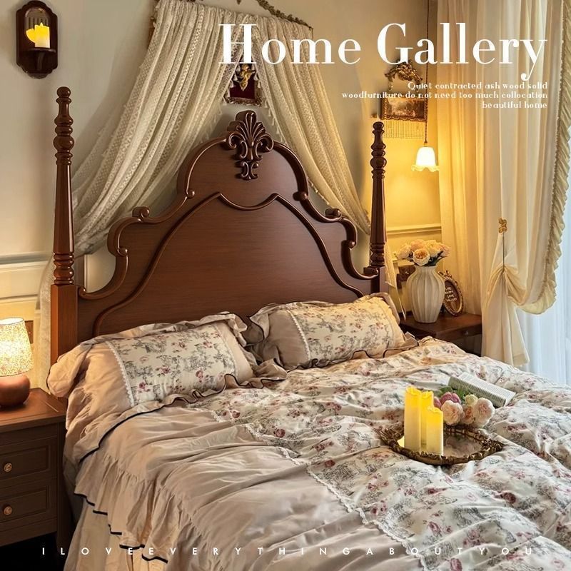 French-Style Vintage Wooden Bed Anna Elegant 1.5 Antique Modern American Style 1.8 Simple Double Bed Master Bedroom Wedding Bed