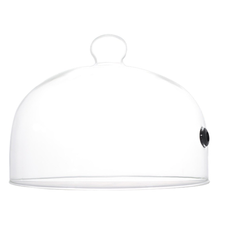Borosilicato alimentos Grado de alta temperatura resistente vegetal cubierta hotel restaurante suministros molecular cocina vajilla vidrio con agujero cubierta de humo