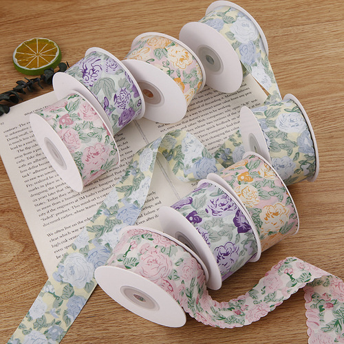 Floral printed ribbon handmade diy bow hair accessories clothing shoes and hats accessories gift box flower packaging ribbon