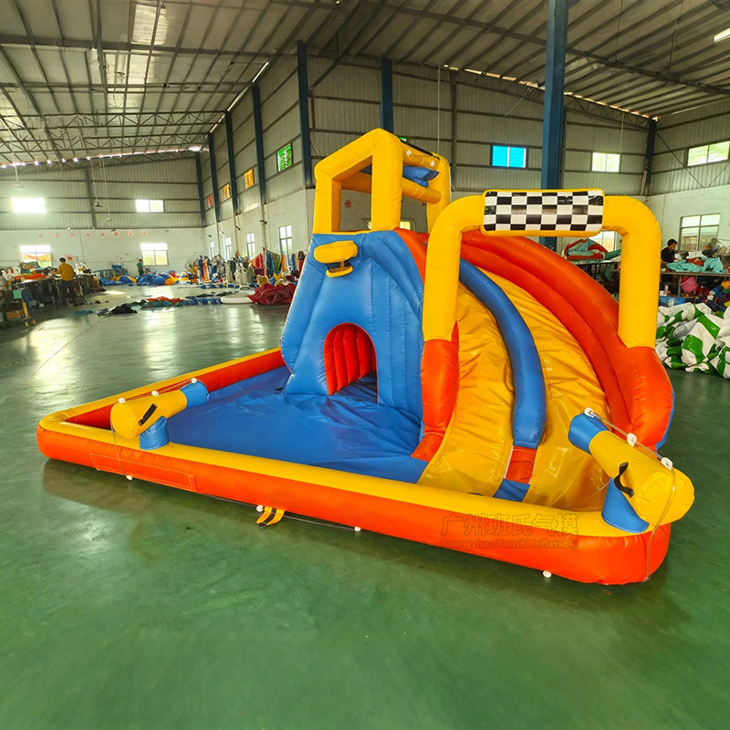 亚马逊爆款充气水滑梯户外儿童蹦床跳床夏季戏水城堡充气滑梯厂家
