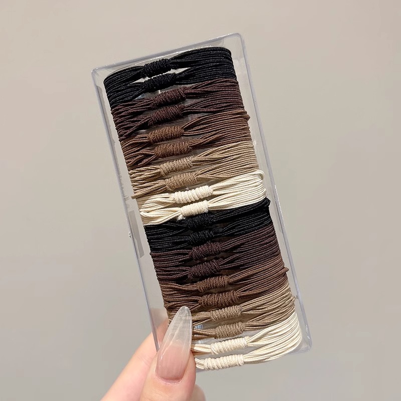 Simple cuerda de cabeza negra mujer sensación de alto nivel no estrangular cabello de alta elasticidad duradero atado cabello banda de goma cabello cubierta de cuero para niñas