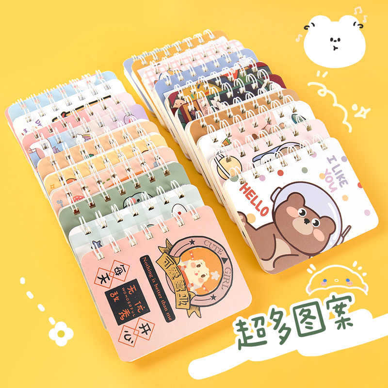 Bobina de dibujos animados de niña corazón pequeño cuaderno lindo mini portátil trompeta cuaderno de tareas de papel cuaderno de bolsillo