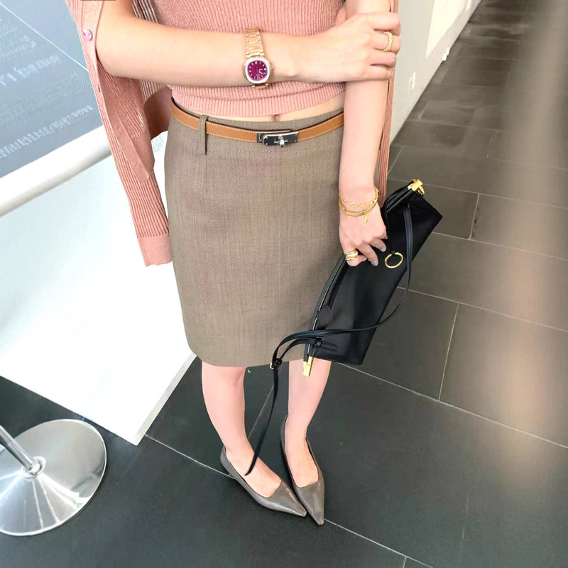 New Style Office Skirt Wool Casual Temperament Commuter Skirt