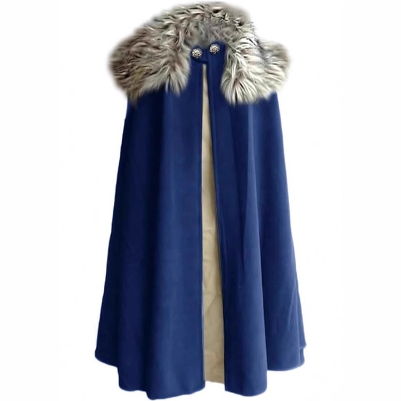 Men's Viking Cloak Fur Medieval Renaissance King Cosplay Halloween Role Play
