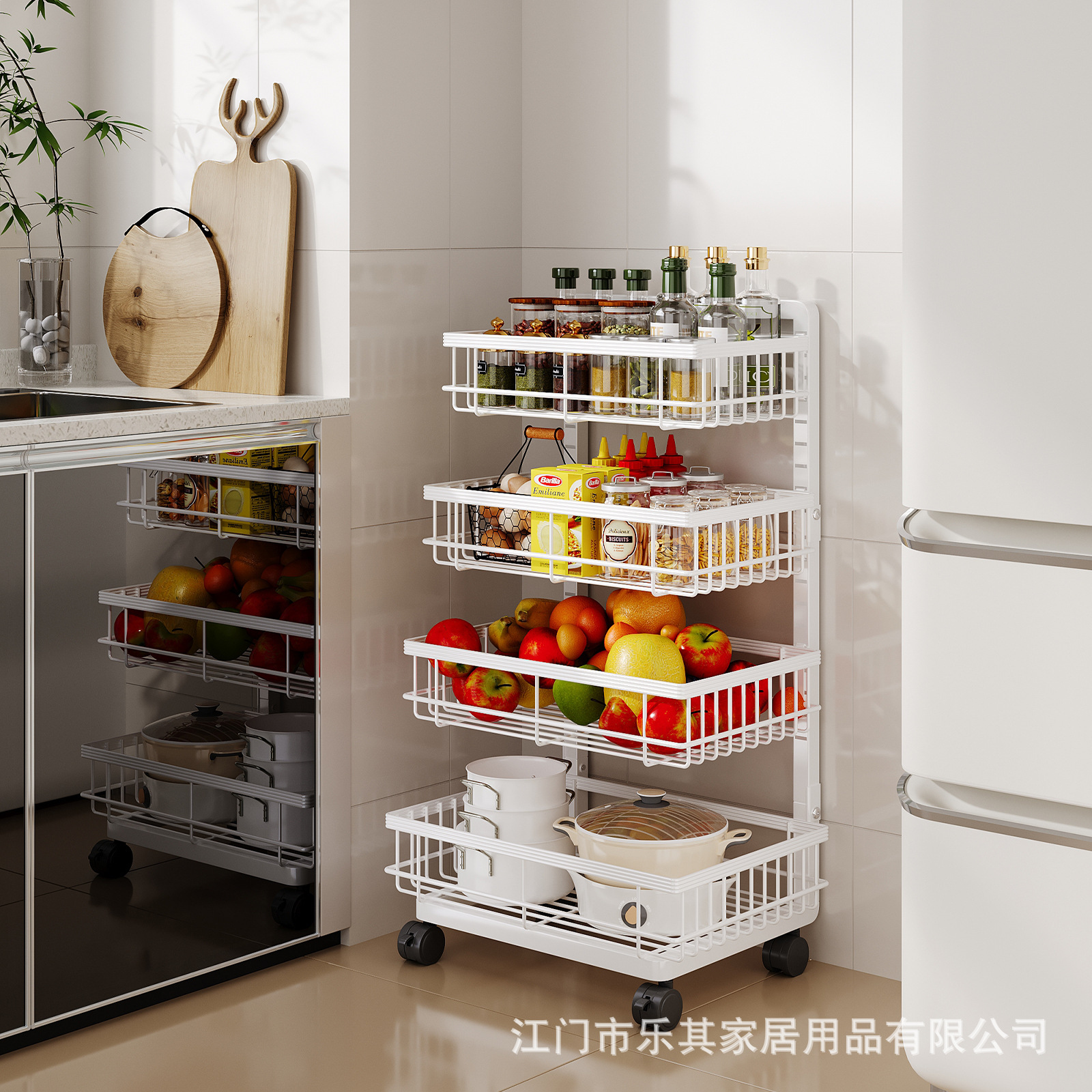 Estante de almacenamiento de verduras cocina carro de piso multicapa estante de almacenamiento de utensilios multifuncional estante de almacenamiento de cestas de verduras