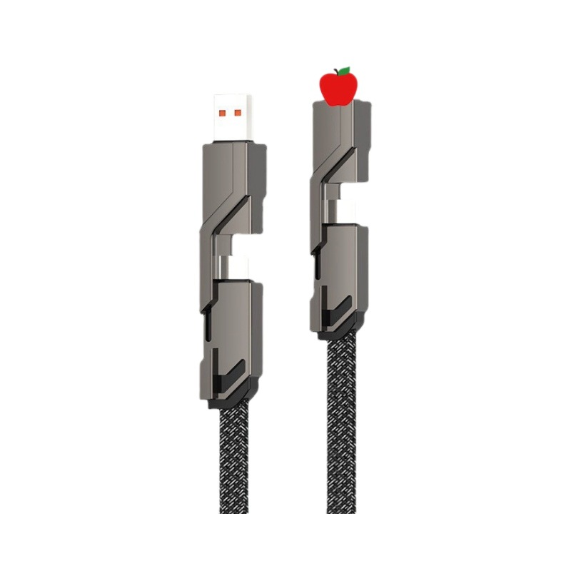 Cable de datos de la carga rápida estupenda 100W 6A uno-a-cuatro para el paladio de Apple Huawei cuatro-en-un cable de carga de cuatro puertos de doble cabeza