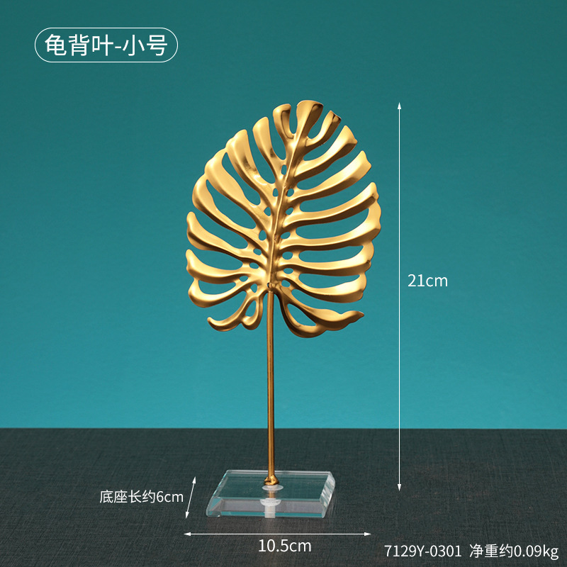 北欧風の軽い豪華な金色の鉄芸の葉の装飾品感の小さい大衆の客間のテレビの箱の酒の箱のテーブルの置物|undefined