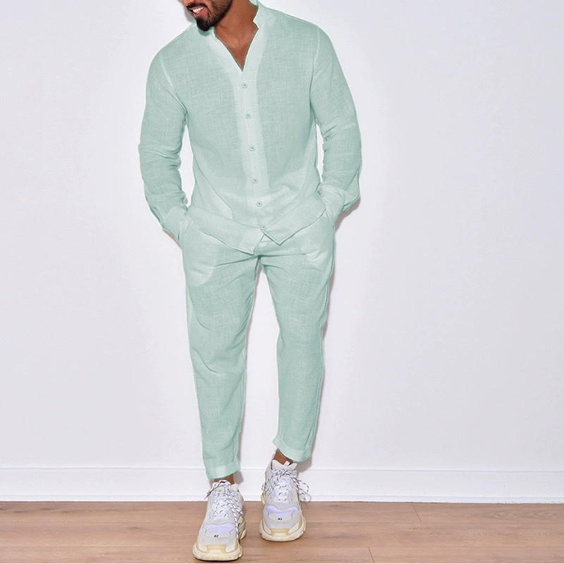 Sports suit set men, long‑sleeve top and trousers, European style, autumn leisure