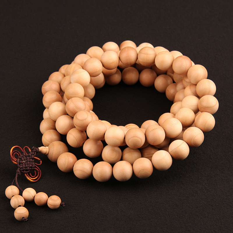 Natural Old Peach Beads Bracelet 108 Beads 6-20mm Primary Color Paintless Wooden Necklace for Men and Women