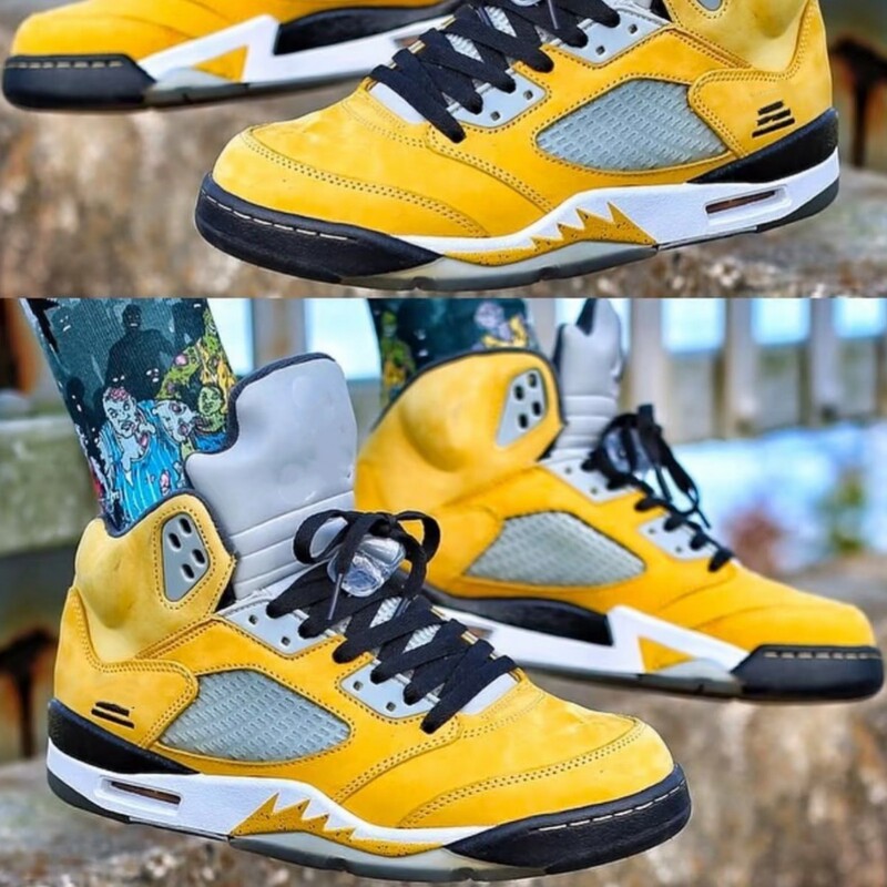 Putian Pure Original Aj5 Tokyo Limited Edition Yellow 2025 Comfortable Versatile Mid-Top Retro Basketball Shoes for Men and Women Putian Pure Original Aj5 Tokyo Limited Edition Yellow 2025 Comfortable Versatile Mid-Top Retro Basketball Shoes for Men and Women