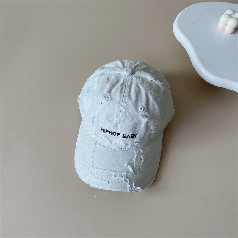 Primavera y otoño personalidad de otoño sombrero de sol para niños gorra de lengua de pato estilo coreano agujero mendigo sombrero de béisbol para niños