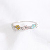 Accessory, zirconium, fresh ring, Korean style, wholesale, micro incrustation, flowered