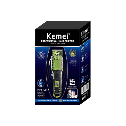 Hair clipper Kemei transparent body drop-resistant KM-1926 lithium battery LED LCD digital display USB electric hair clipper