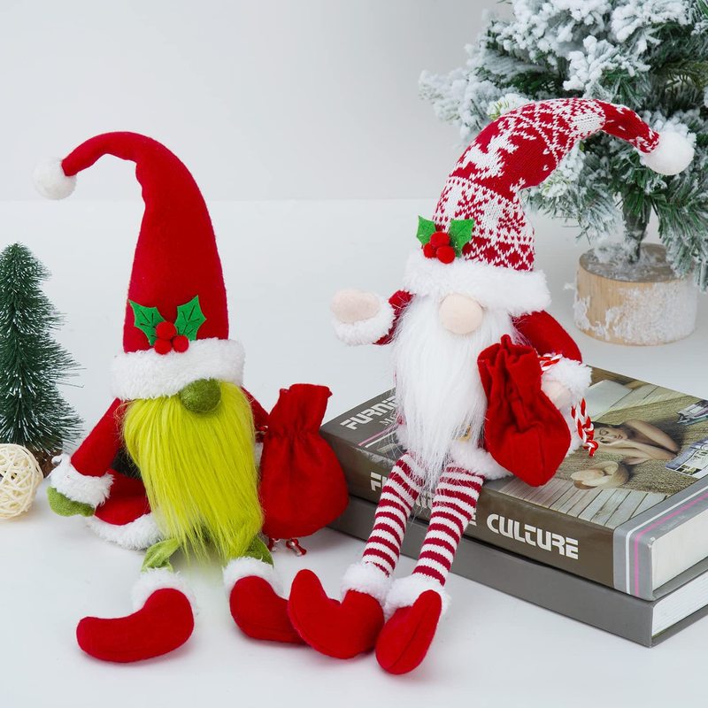クリスマス長い脚緑の毛の怪物老人の装飾品クリスマス装飾ギフト用品ホリデー顔のないノーム人形の装飾品|undefined