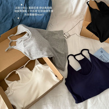 一勺甜韩系纯欲甜辣妹性感露背显瘦工字挂脖吊带背心女自带杯垫女