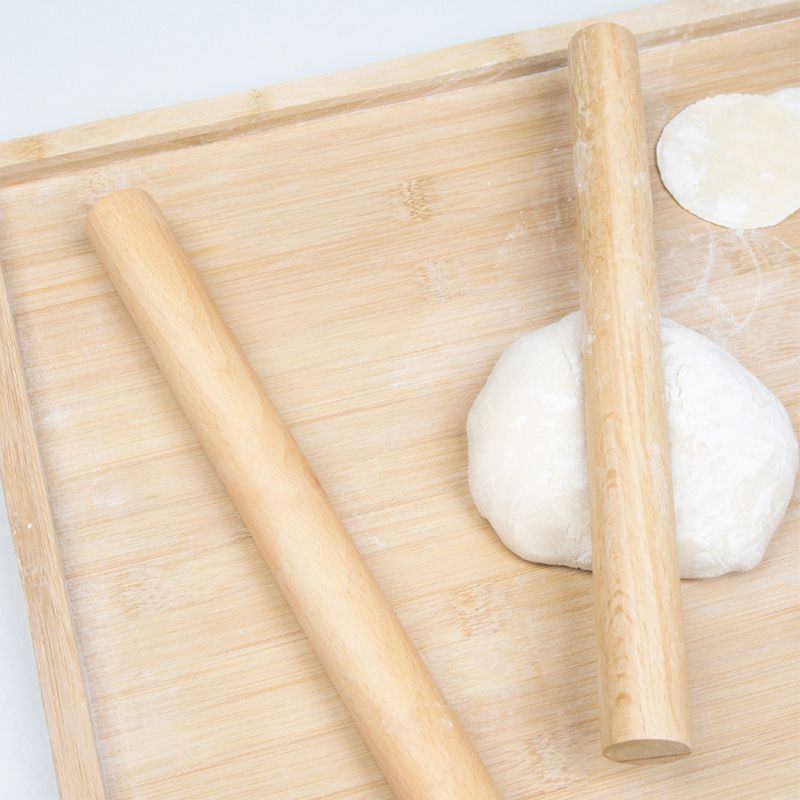 Madera maciza de haya natural de gran tamaño pequeño de presión palo de fideos hogar dumpling piel rodando palo de fideos palo herramienta para hornear