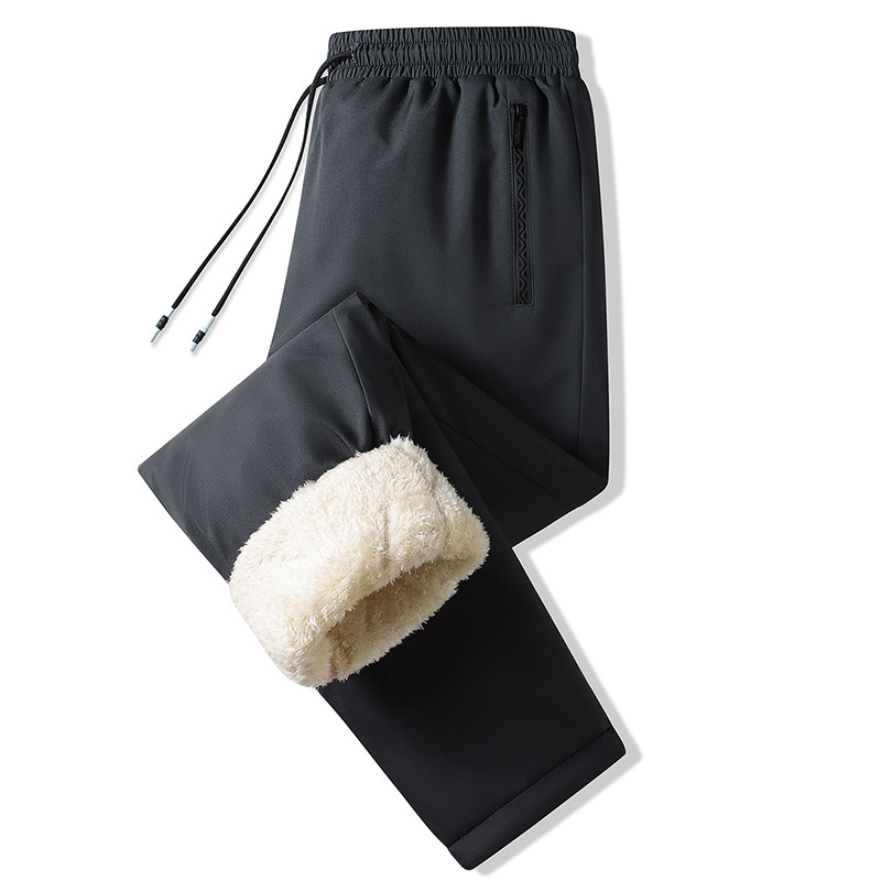 Pantalones de algodón de lana de cordero de invierno para hombres con pantalones de algodón gruesos y sueltos a prueba de viento del noreste.