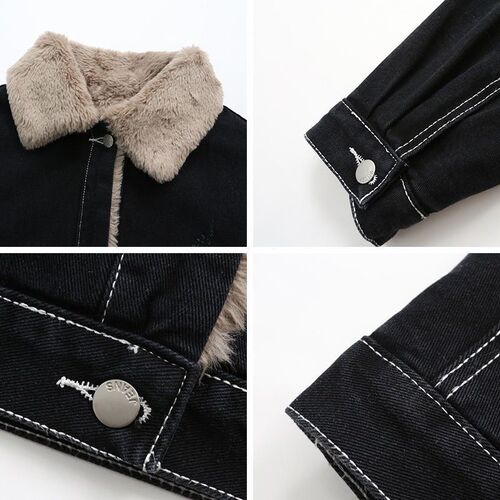 Autumn/Winter 2025 New Korean Loose Fleece Lined Thick Denim Jacket for Women Fashionable Versatile Lamb's Wool Ins Trendy