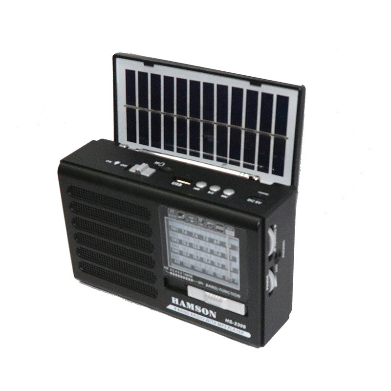 Radio Bluetooth de carga solar retro multifuncional con lámpara de emergencia con tarjeta USB / TF para reproducir audio