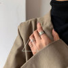 Tide, retro ring, silver 925 sample, on index finger, simple and elegant design, internet celebrity