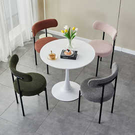 新型餐厅家具餐椅现代奢华白色北欧布克莱金属铁腿餐椅