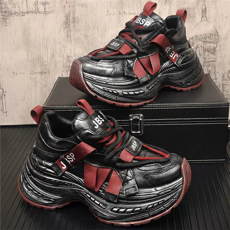 2025 осень и зима новые премиальные мужские туфли ретро полировочные туфли на толстой подошве папы мужские спортивные повседневные туфли