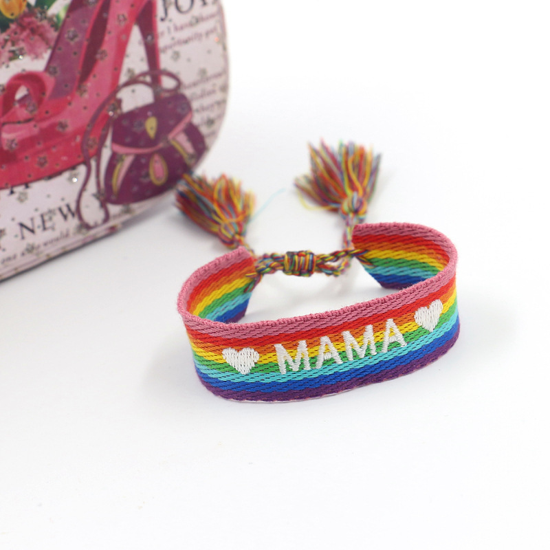 Polyester Material Mama Cross Letter Heart Shape Polyester Mother's Day Women's Bracelets