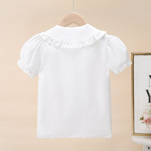 Girls 'white short-sleeved shirt summer college style cotton shirt CUHK children's performance primary school students' campus class clothes