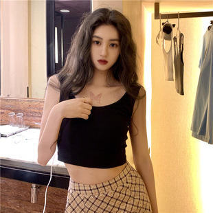 Pure cotton white vest bottoming sleeveless suspenders navel-baring short top for women pure lust spring and summer women's clothing wholesale