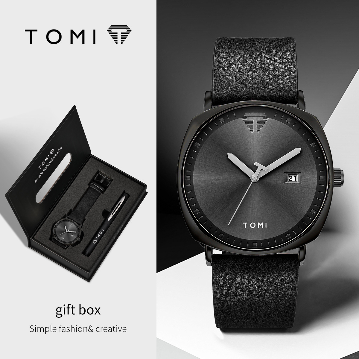 [New Product] Tomi Fashion Trendy Simple and Elegant Casual Men's and Women's Watch Quartz Watch Gift Box
