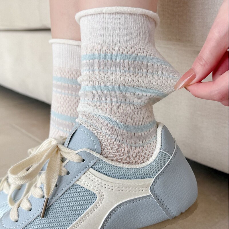 Spring New Style Women's Socks, Korean Style Ins Personality Black and White Striped Women's Mid-Calf Cotton Socks, Seamless Socks Spring New Style Women's Socks, Korean Style Ins Personality Black and White Striped Women's Mid-Calf Cotton Socks, Seamless Socks
