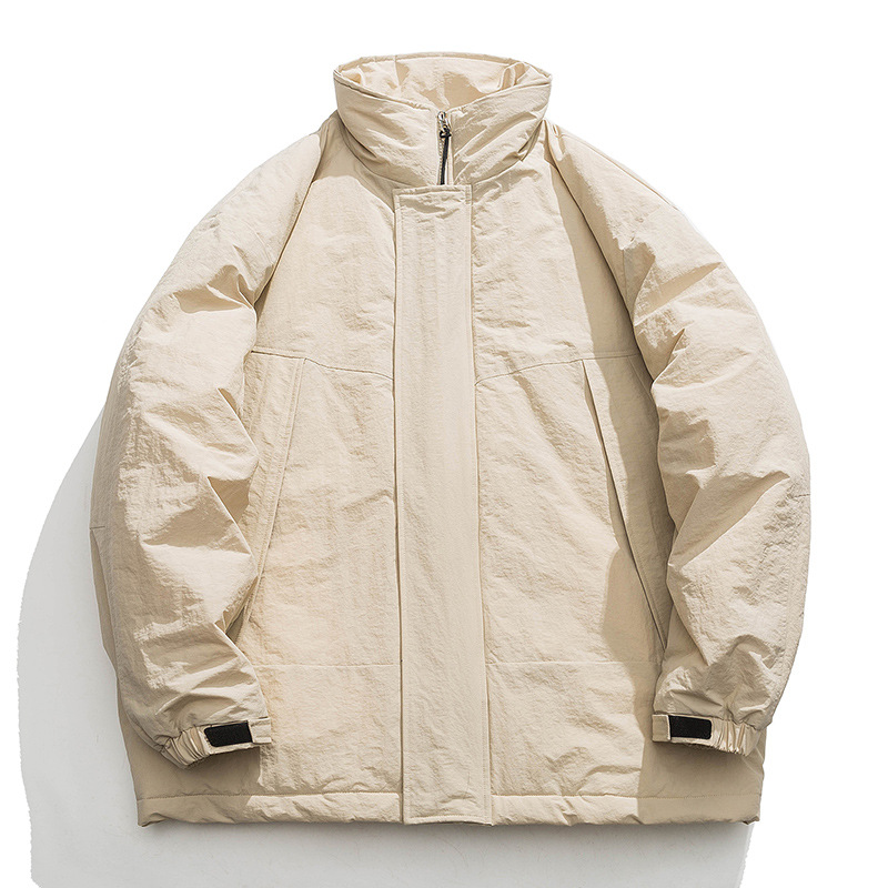 Abrigo de invierno de algodón acolchado abrigo de los hombres de moda de cuello de pie japonés estilo coreano Chaqueta de algodón acolchado suelta estilo perezoso engrosada pareja pan abrigo de algodón acolchado