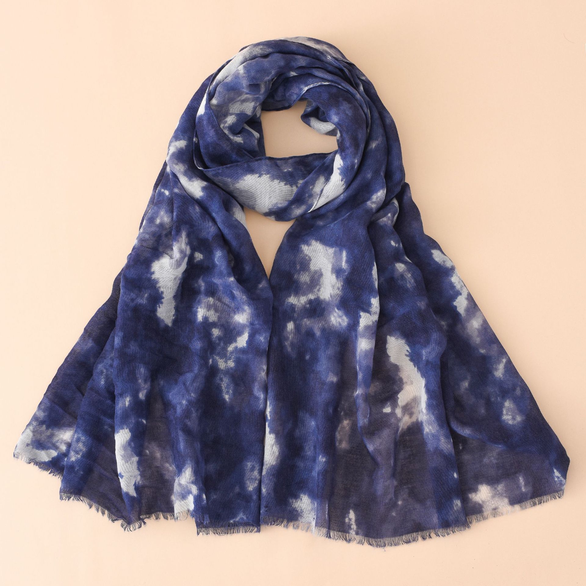 Bufandas de algodón y lino para mujeres otoño y invierno caliente atado teñido de color gradiente largo viaje primavera y verano bufandas de aire acondicionado para hombres y mujeres