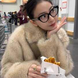 2025秋冬新款狐狸毛皮草外套女宽松毛毛大衣外套托卡短款